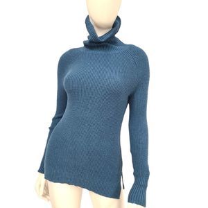 J Crew Blue Waffle Turtleneck Pullover size XXS